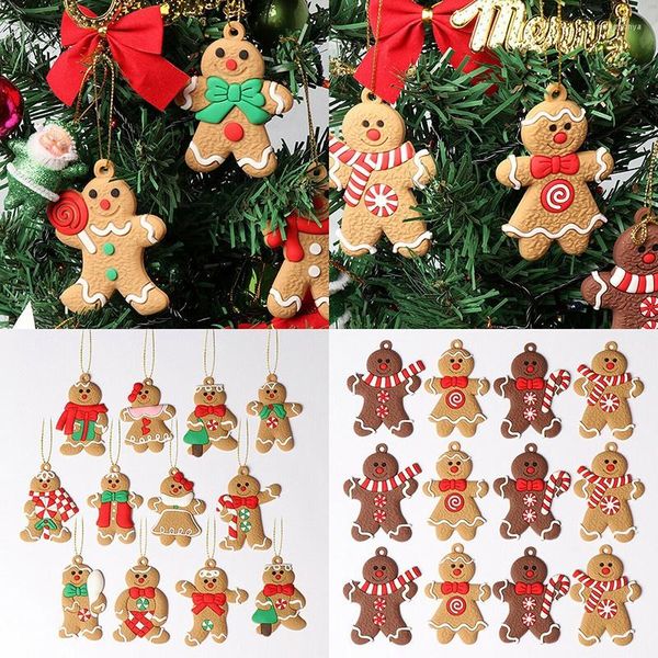 Decorações de Natal 6/10/11/12pcs Gingerbread Men Pingente Tree Ornamentos de PVC macio Man Props Festival Home Decor