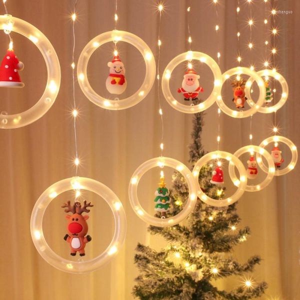 Decorazioni natalizie Striscia LED USB 3M Pupazzo di neve Stella Larland Decorazione per finestra Notte Festa di nozze Natale Stili casuali di pendenti