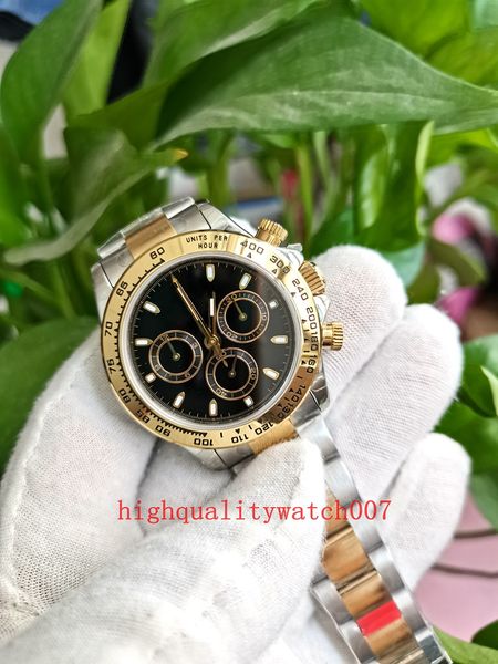 Arquivo de caixa original BP de alta qualidade Relógio nova versão 40mm Dial preto 18K Cronógrafo de ouro amarelo Automático 7750 MOVENS Mens relógios relógios