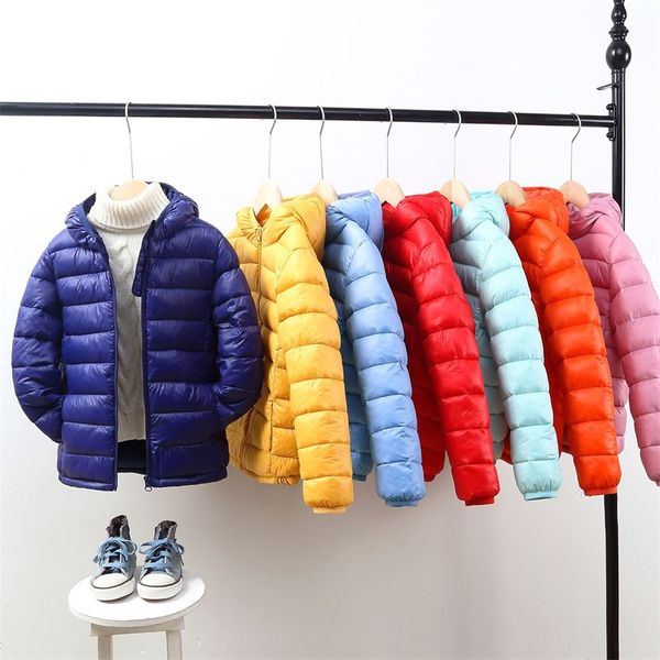 Automne Hiver À Capuche Enfants Vers Le Bas Manteau Vestes Pour Filles Bonbons Couleur Chaud Enfants Vers Le Bas Manteaux Garçons 3-14 Ans Survêtement Vêtements 20221006 E3