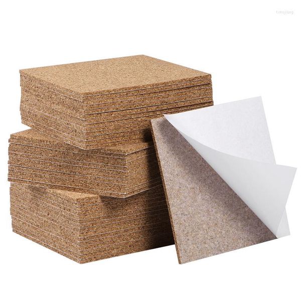 Tapetes de mesa 50pcs 95x95mm folhas de cortiça quadradas auto -adesivas para montanhas -russas de bricolor de copos de copo de copo de copo de tape