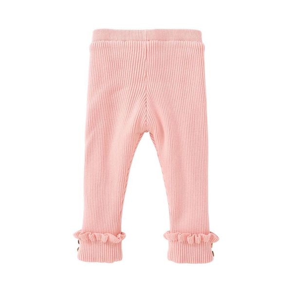 Leggings Collant Pureborn Bambini Bambini Ragazza Cotone lavorato a maglia Foderato in pile Pantaloni per bambini Tinta unita Volant Inverno 221006