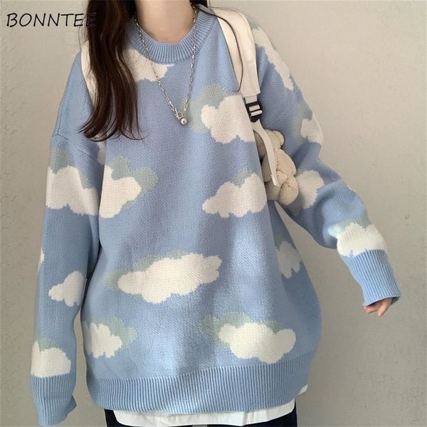 Kadın Sweaters Sweaters Kadınlar Harajuku Güzel Şık Preppy Basit Yumuşak Gevşek Sonbahar Bahar Gençler Örgü Günlük Moda Koreli Kızlar Sakin 221006