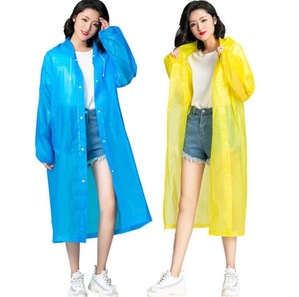 EVA n￣o dispos￡vel de capa de chuva moda adulta modela clara ponncho de turismo ao ar livre designs designs mais lisos de chuva reutilizados dhl sn4940