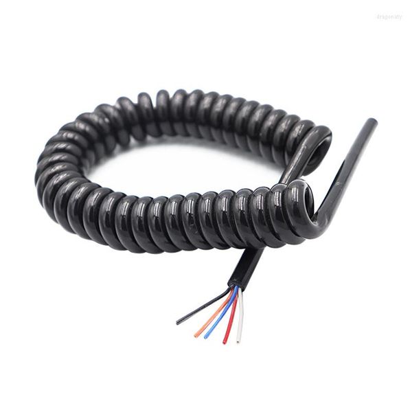 Acessórios de iluminação Cabo preto em espiral Spring 5cores 22/20/18/17awg fios esticados de extensão de potência encolhida pelo cabo