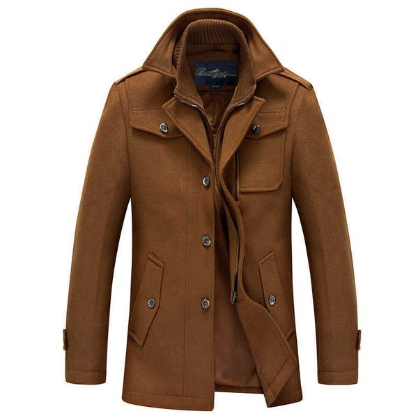 Куртки 2022 зимние мужское модное шерстяное пальто теплое толстое двойное воротнич