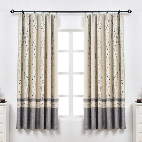 Cortinas de cortina para sala de jantar viva Quarto curto Blackout preto e cinza listras de cozinha cortinas de porta meia-janela para casa