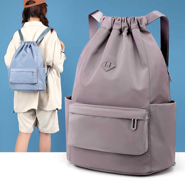 HBP Drawstring String String Canvas Çanta Orta yaşlı ve yaşlı sırt çantaları bakkal alışveriş çantaları uygunluk çantaları büyük kapasiteli bagl sırt çantası kadın