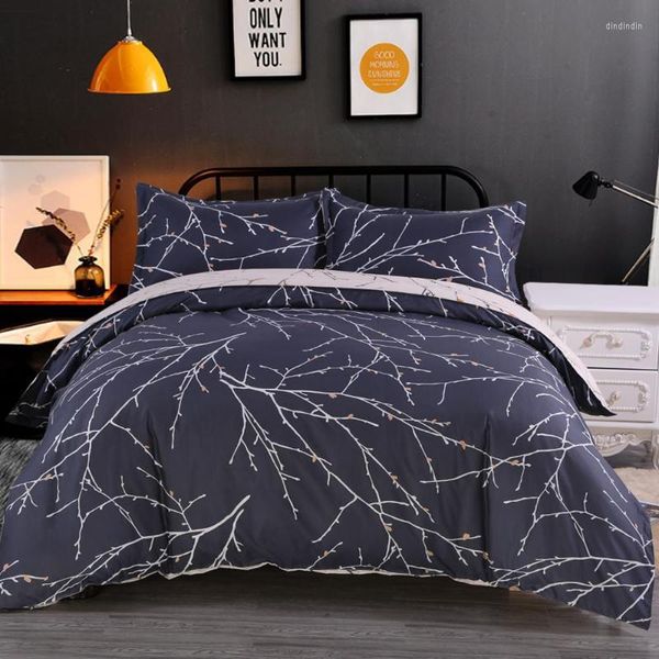 Set di biancheria da letto 22 Set Copripiumino di lusso in poliestere microfibra Copripiumino blu grigio Decorazione camera da letto Biancheria da letto 2/3 pezzi Senza lenzuolo