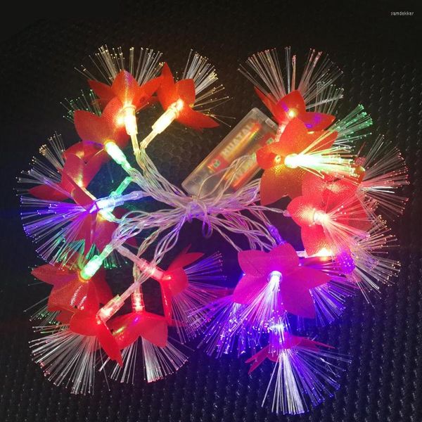 Strings 1,2m/3m/5m Bateria LED Fibra óptica Bolas de cereja Bolas de cereja Decoração de Garland ao ar livre de Natal operada por fada Operação