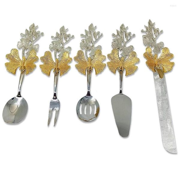 Set di posate Posate decorative in rame con motivi a farfalla e a forma di pioggia Tavola per rifiuti Tavola per bacchette in acciaio Piatto per stoviglie Cucina