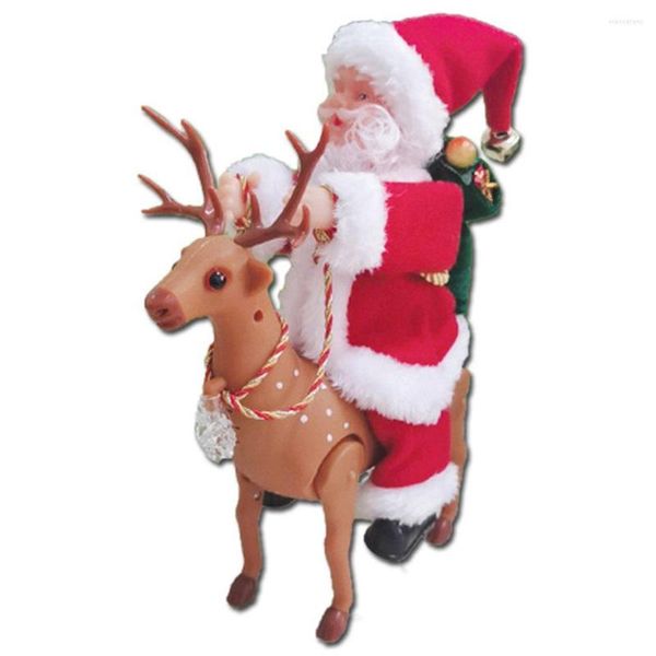 Рождественские украшения Santa Riding Elk Funcy Electric Toy с музыкой, дети, дети, идеальный подарок, декор, декор, кукла, декор, декор Кид