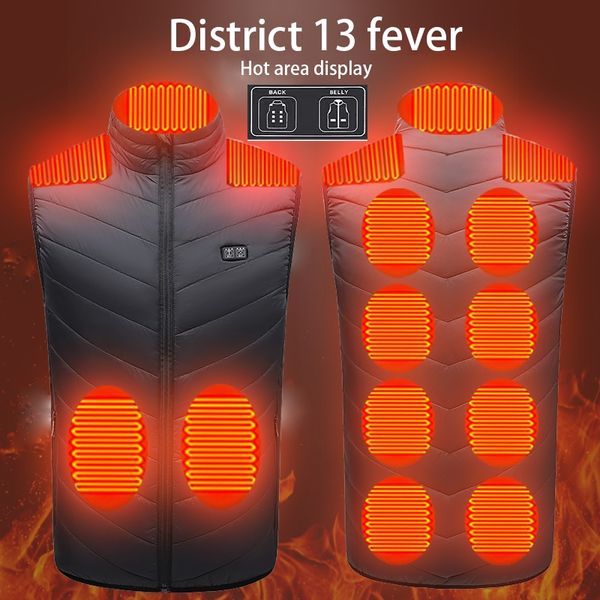 Giacca invernale riscaldata elettrica esterna Gilet riscaldante USB Abbigliamento termico Regola la temperatura Piuma Campeggio Escursionismo Cappotto caldo da caccia caldo