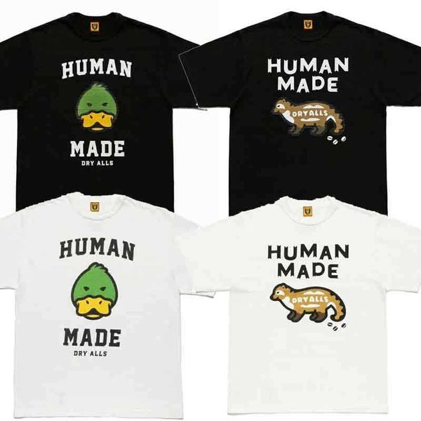 Homens camisetas Feito humano t-shirt dos desenhos animados cabeça de pato homens mulheres slub algodão humano feito t-shirt estilo simples t221006