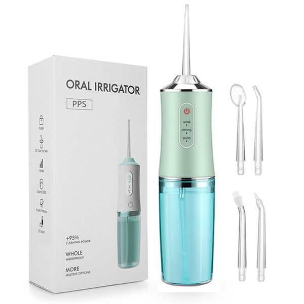 Perfurador de Dente Elétrico Portátil Higiene Oral Portátil 220ML Capacidade 3 Modelo 360ﾰLimpe Seus Dentes Branco Rosa Verde 3 Cores 2141