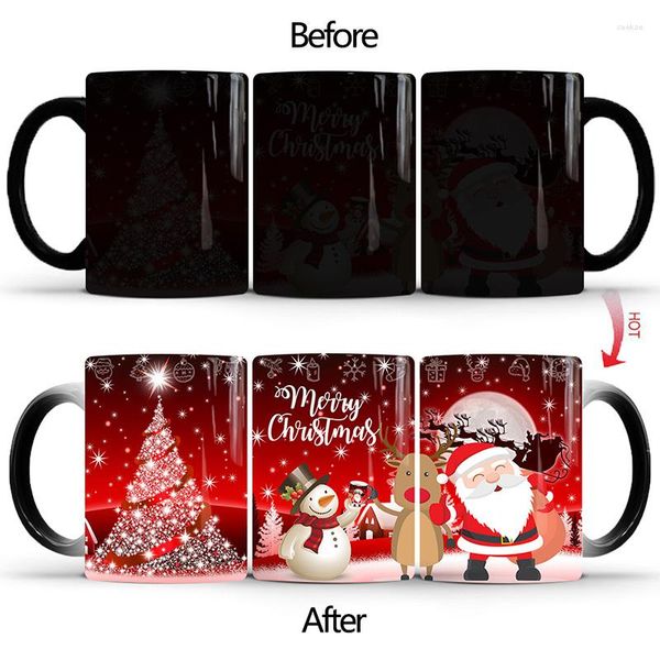 Tazze 2022 Babbo Natale/Pupazzo di neve Tazza da caffè Tazza cambia colore creativo 350ml Albero di Natale Patten Tè al latte Magia