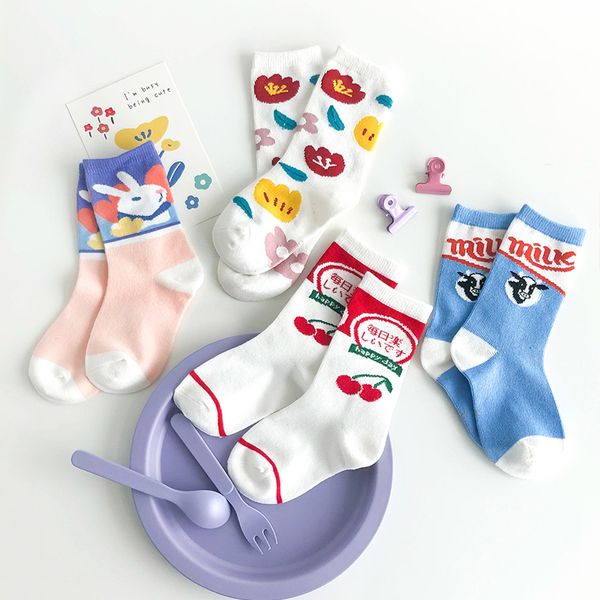 Socken nur meine Fußmody Girls Winter Baumwolle süße Stil Herbst Kids Persönlichkeit Teenager Kinder 4pairs Los 221006