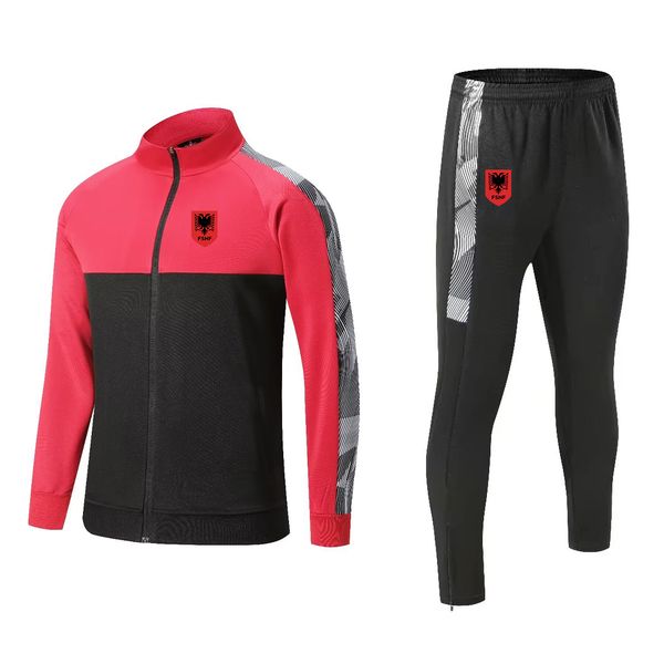 Albania FC Herren-Trainingsanzüge, Winter-Outdoor-Sport, warme Kleidung, lässiges Sweatshirt, durchgehender Reißverschluss, langärmeliger Sportanzug
