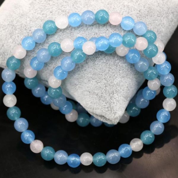 Strand High Grade Women Multicolor Natural Stone Calcedonio Jades Multilayer Bracciali 6mm Round Beads Jewelry 20inch B2893