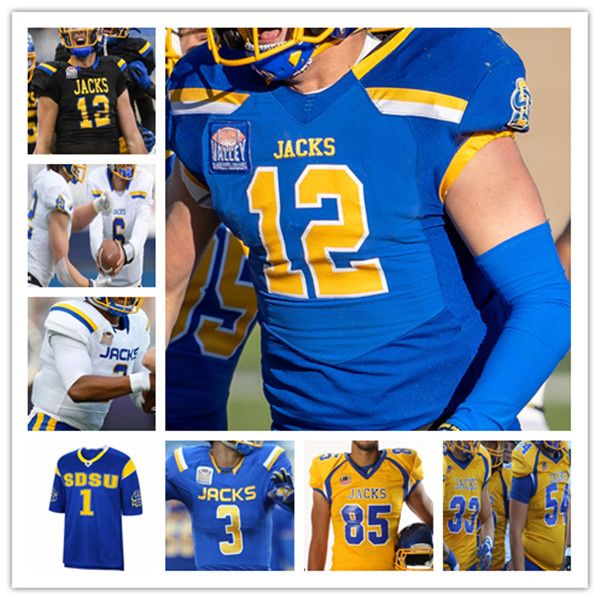 NCAA College South Dakota State Jackrabbits SDSU JACKS Camisas de futebol Mark Gronowski Adam Bock Isaiah Davis Jaxon Janke Jadon Amar Johnson Zach Heins Freeman