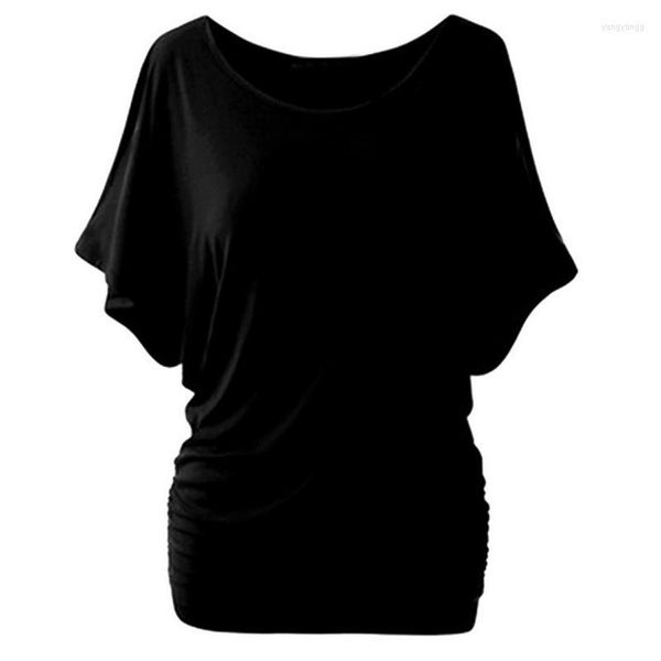 T-shirt da donna T-shirt estiva casual da donna Manica corta a pipistrello Top allentato T di base Tunica femminile Plus Size Camisas Mujer