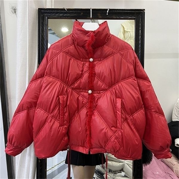 Mulheres do Women Down Parkas Womens Winter Women Stand Collar Jacket Short Imitation Mink Fleece Patchwork