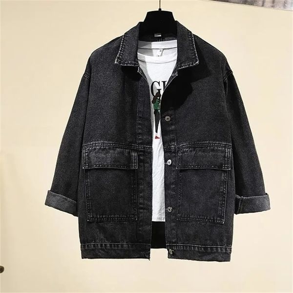 Kadın Ceketler Kadın Gündelik Denim Ceketler Bahar Sonbahar Koreli Gevşek Öğrenci Siyah Jean Coat Harajuku Vintage Uzun Kollu Çok Yönlü Dış Giyim 221007