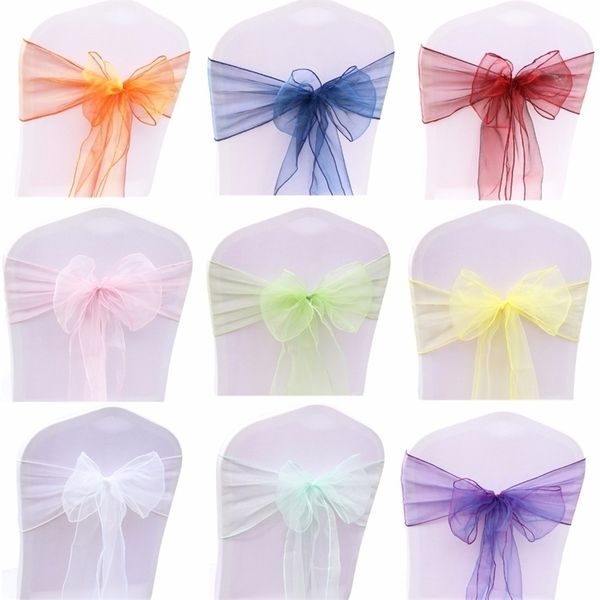 Andere Event -Party -Lieferungen Top Sale 50pc/Set Hochzeit Organza Stuhl Sashes Bogenknoten für Bankett Geburtstagdekoration Home Textile Cover 221007