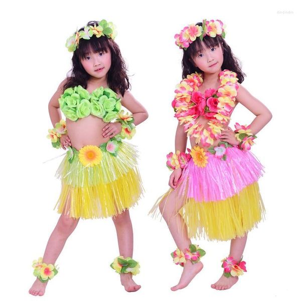 Decoração de festa fibras plásticas saias de grama infantil espetacho duplo hula saia figurina havaiana 30 cm/40cm Dress Up Supplie Festive Supplie