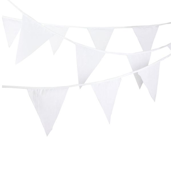 Banner-Flaggen, 100 Stück, 40 m, weiße Girlande, Wimpelkette, Hochzeitsdekoration, Seidenstoff-Banner, Party-Dekoration, Brautparty, 221007