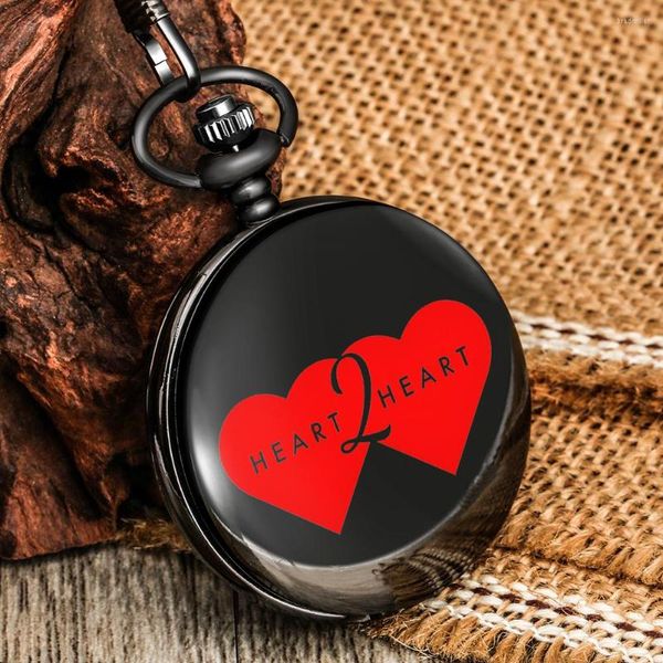 Карманные часы высококачественные сердца черный кварц, часы арабские цифровые цифровые сплавные сеть сплав 30 см. Подвесная пара подарок для любовника