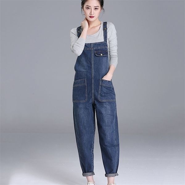 Frauen Jeans Mode Lose Tasche Frauen Herbst Trägerhose Overalls Schultergurt Overall Große Größe Marke Denim 221007