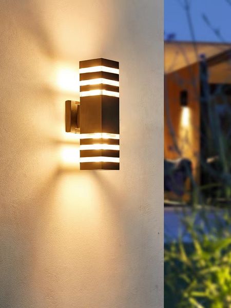 Lampada da parete a LED E27 impermeabile per esterni Lampade da parete in alluminio a doppia testa per portico Cortile Cortile Balcone