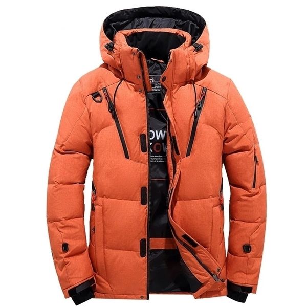 Piumino da uomo Parka Giacca da neve invernale Uomo Casual Cappotti spessi caldi con cappuccio Cappotti multitasche Giacca a vento anatra bianca Soprabito 221007