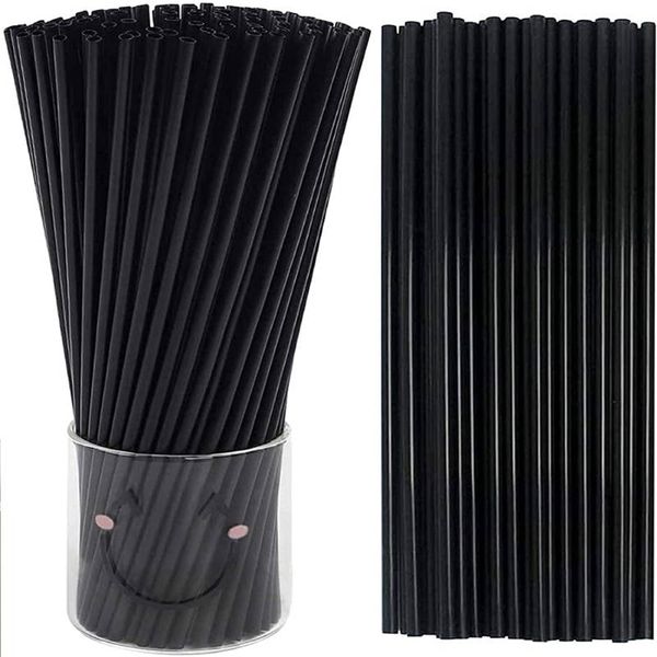 Copas descartáveis ​​Canudos 500pcs 5/8 polegadas de café Cocktail Black Cocktail Plástico bebendo gole de mechas para bebidas geladas barra de artesanato 221007