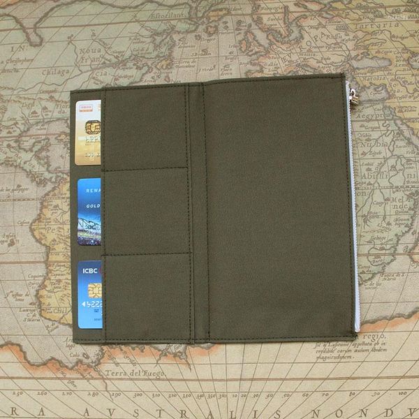 Fromthenon Traveler Notebook Journal Aufbewahrungstasche Vintage Olivgrün Canvas Briefpapier Kartenhalter für Midori-Reisende