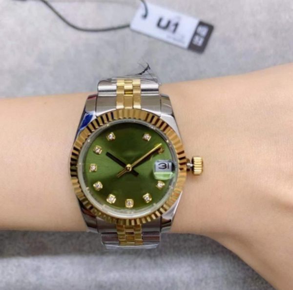 2022 Novo ST9 Mechanical Women's Weln Feminino Aço Diamante de diamante verde de dois tons 31mm 116231 278273 Jubileu Strap Sapphire Date Just Just Christmas Gift Montres de Luxe