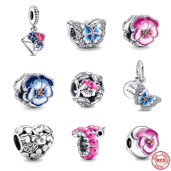 925 STERLING SLATER Dangle Charm Women Women Mindes de alta qualidade Presente de joias por atacado Spring rosa Amuleto FIT Pandora bracelete DIY