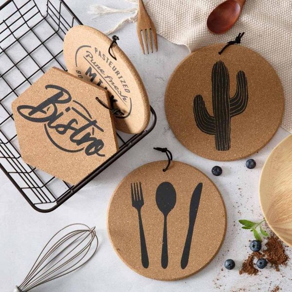 Masa Paspasları Yaratıcı Cork Coasters Yumuşak Ahşap Placemat Kupa Stand Pot Mat Pad Bağımsız Tutucu Yemek Seti Dekorasyon