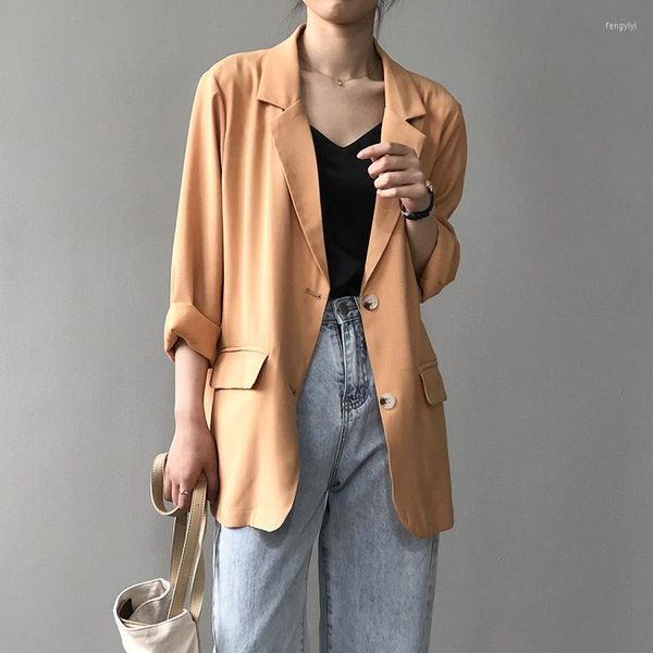 Ternos femininos Mulheres brancas Blazers 2022 User formal Jaqueta feminina Classic Single Basted Orange Office Office Lady Spring Blazer Jackets