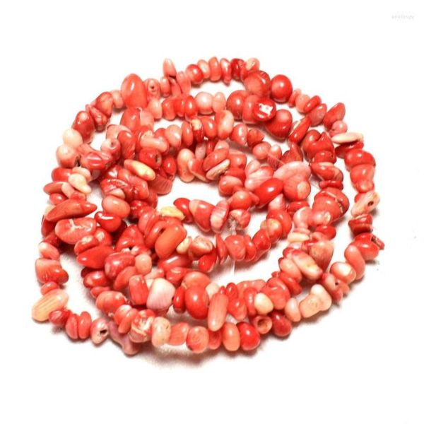 Perline all'ingrosso a forma di ghiaia colorante rosa corallo naturale 5-8 mm pietra per creazione di gioielli braccialetto fai da te collana filo 34 ''