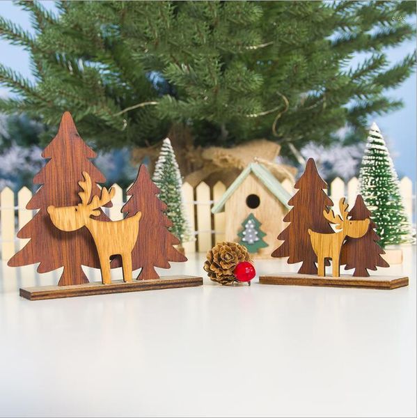 Decorazioni natalizie 1 albero in legno con cervo 2 misure pendenti ornamenti natalizi decorazioni per la tavola per feste regali per bambini