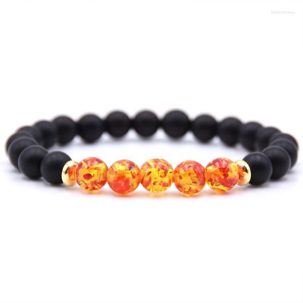 Strand 18 cores lindas 8 mm preto pedra fosca de miçangas naturais de pulseira de pulseira de ioga alongada de ioga de ioga bijoux