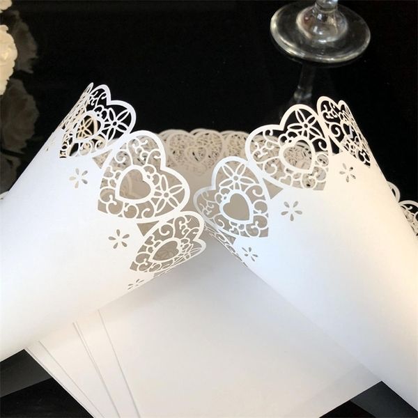 Outros suprimentos de festa de evento 50/100pcs cones de casamento para pétalas confete de papel laser branco