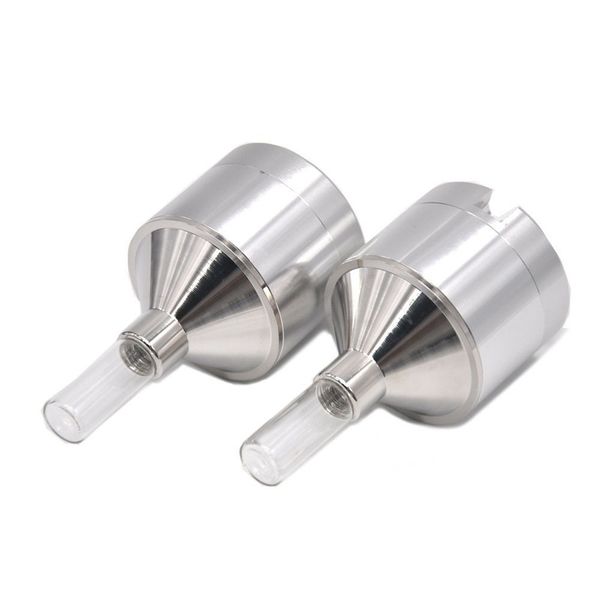 trituradores de moer de fuma￧a Herb cromium triturador de britadeiro de m￣o meta 56mmx90mm All Aluminum Silver Manual Bong