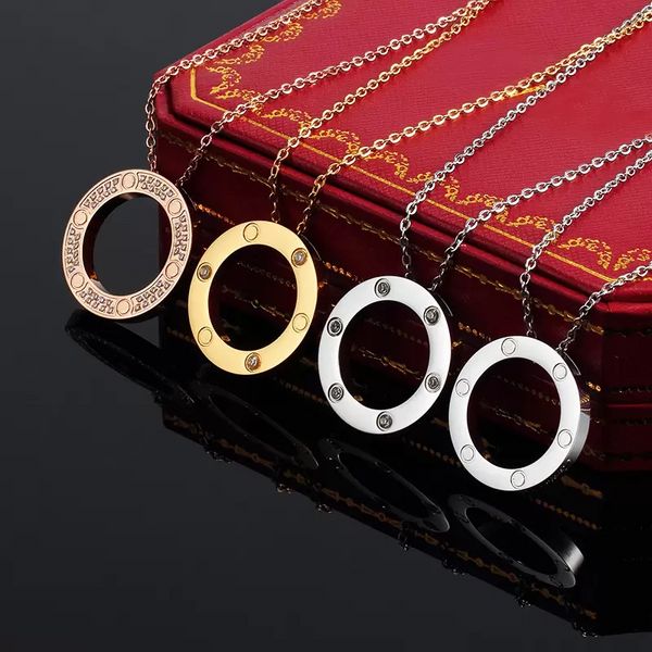 Classica collana di design da uomo e da donna con ciondolo di diamanti collane di moda in acciaio inossidabile argento oro rosa per coppie come regali gioielli di lusso