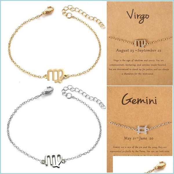 Braccialetti di fascino 12 COSTELLAZIONI BRACELETTI DI MOTORE ZODIACA CON ALLOY GOLDEN OROSCOPE GOLDEN BRACCHETTORE PER DONNE GIOITÀ DI GIOITÀ 440 DHH0O