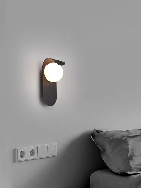 Lâmpada de cabeceira do quarto LED simples Modern LED Fundo de fundo parede Minimalista Creative Black Branco Branco Lâmpadas de parede