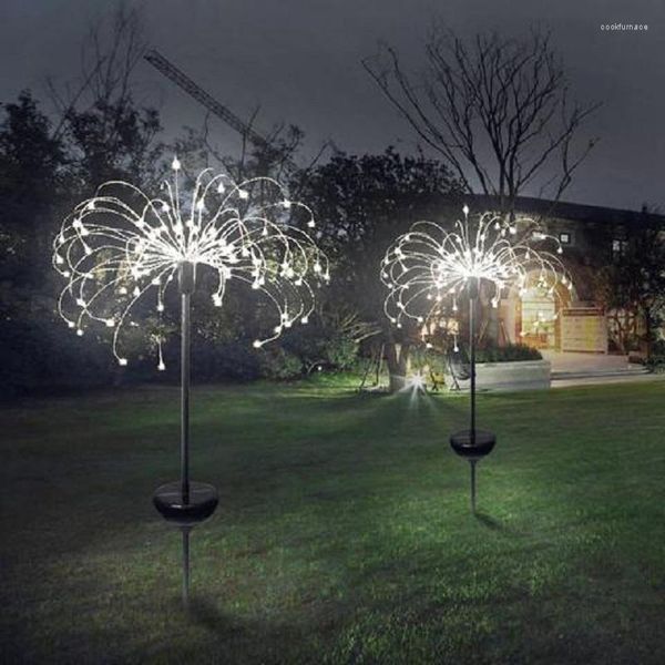 Decorazione del partito Energia solare Erba esterna Globo Dente di leone Fuochi d'artificio Lampada Flash String 90/120/150 LED per giardino Prato Paesaggio Vacanza