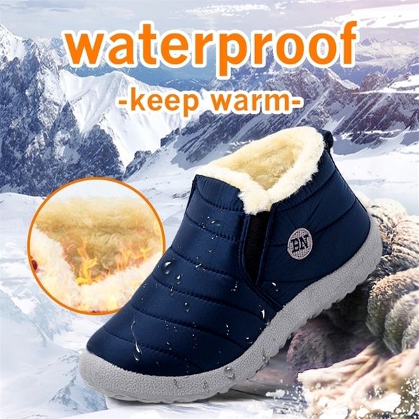 Bot Kar Kadın Ayakkabı Sıcak Peluş Kürk Ayak Bileği Kış Kışları Üzerinde Düz Sıradan Su Geçirmez Ultralight Ayakkabı 221007